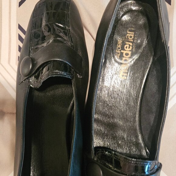 Comfort vintage ballet Flat 100% leather Grandmacore Whimsigoth black loafers 11 - Picture 10 of 11